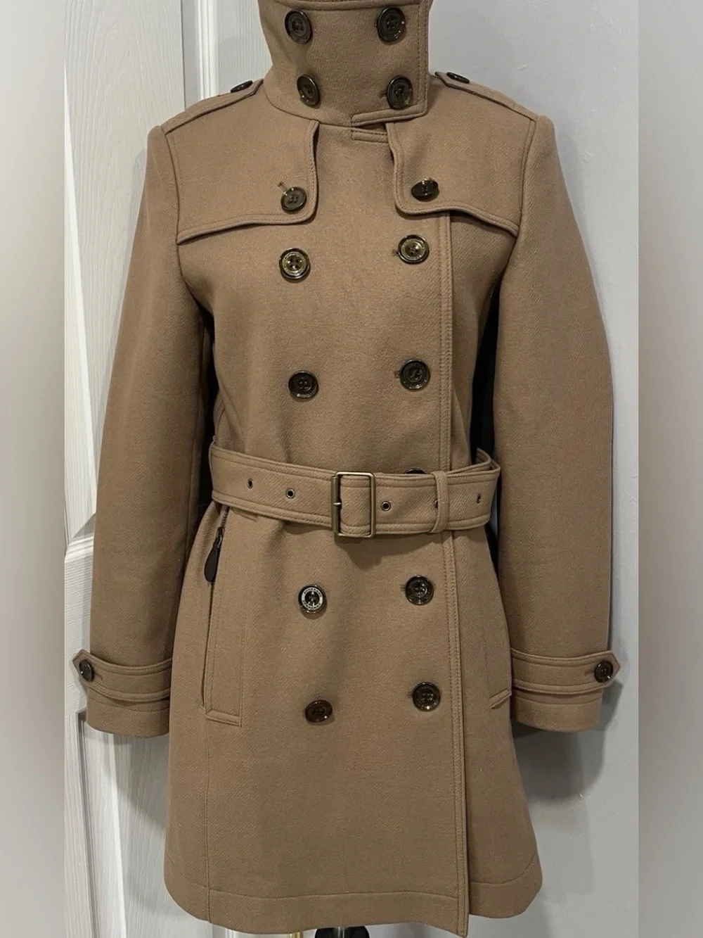 BURBERRY DAYLESMOORE VIRGIN WOOL CASHMERE TRENCH COAT SIZE 6 - Picture 3 of 15